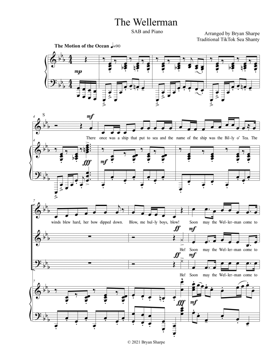 The Wellerman Sea Shanty SAB And Piano arr Bryan Sharpe By Traditional New Zealand Tune Sheet Music For SAB Choir At Sheet Music Direct