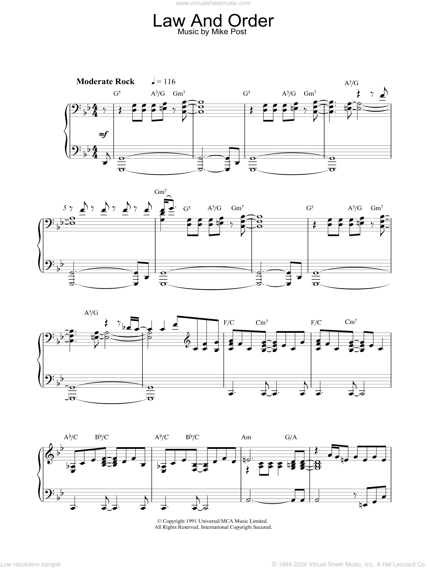 Theme From Law And Order Sheet Music For Piano Solo PDF 