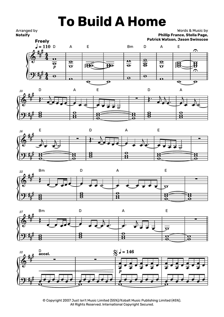 To Build A Home Piano Solo Digital Sheet Music Sheet Music Plus