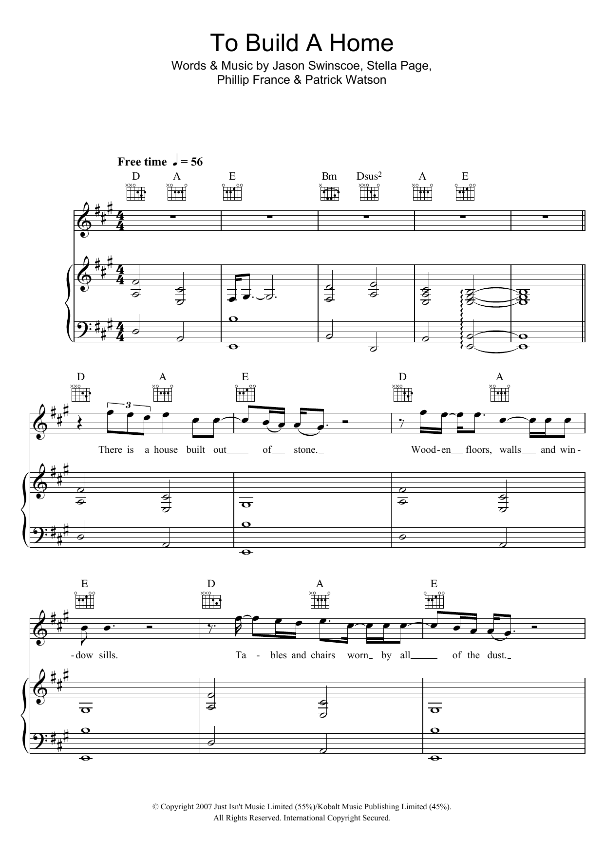 To Build A Home Sheet Music By Cinematic Orchestra For Piano Vocal Guitar Noteflight