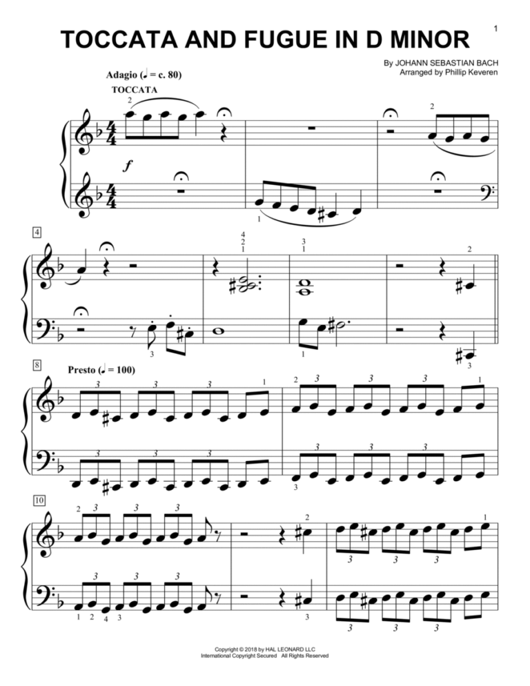 Toccata And Fugue In D Minor arr Phillip Keveren By Johann Sebastian Bach Easy Piano Digital Sheet Music Sheet Music Plus