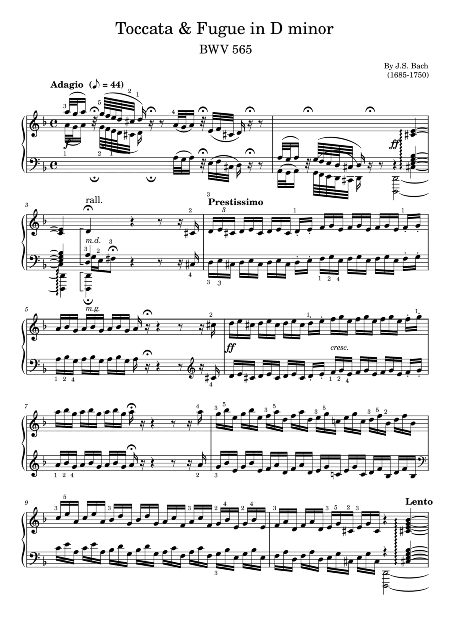 Toccata And Fugue In D Minor BWV 565 J S Bach Original Edition With Fingering By Johann Sebastian Bach Piano Solo Digital Sheet Music Sheet Music Plus Toccata And Fugue In D Minor BWV 565 J S Bach Original Edition With Fingering By Johann Sebastian Bach Piano Solo Digital Sheet Music Sheet Music Plus