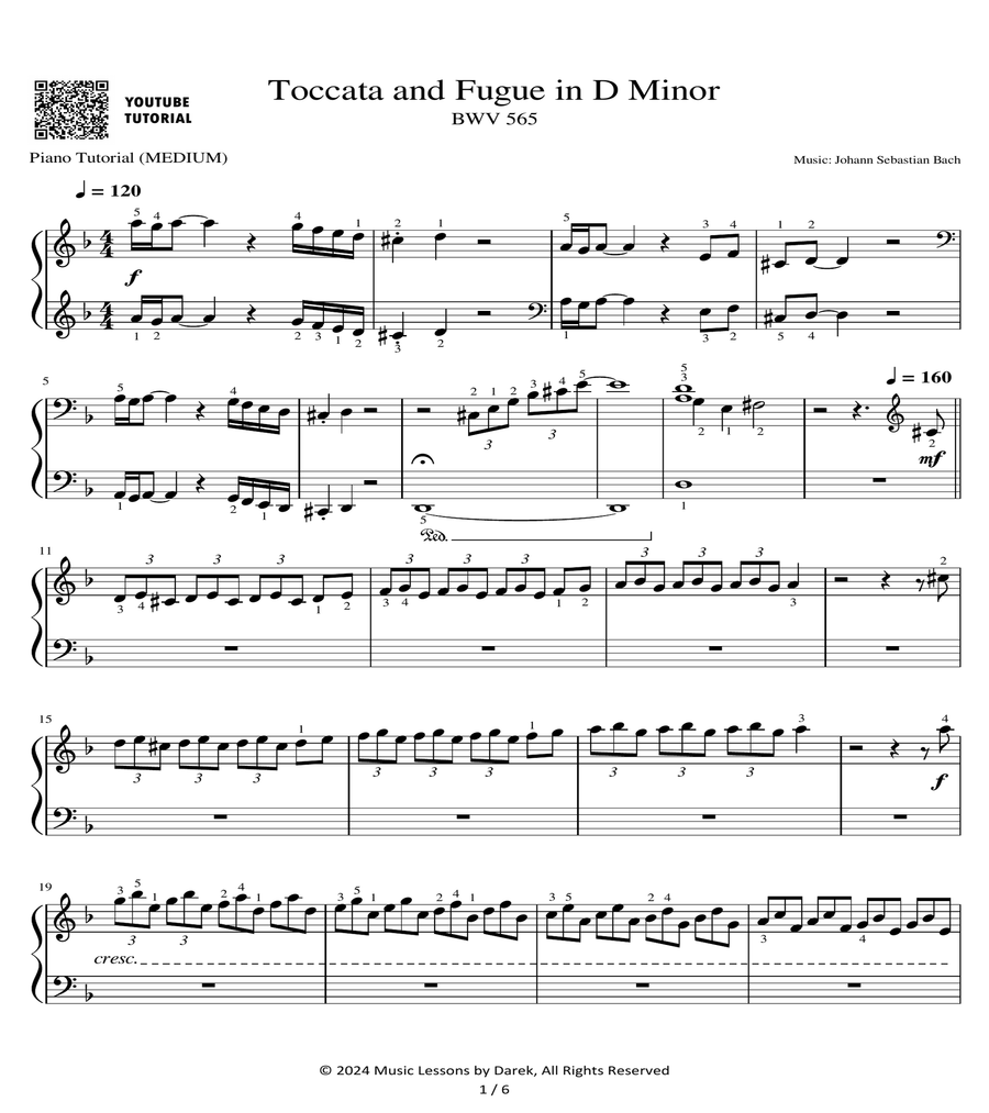 Toccata And Fugue In D Minor BWV 565 MEDIUM PIANO Johann Sebastian Bach By Johann Sebastian Bach Piano Solo Digital Sheet Music Sheet Music Plus Toccata And Fugue In D Minor BWV 565 MEDIUM PIANO Johann Sebastian Bach By Johann Sebastian Bach Piano Solo Digital Sheet Music Sheet Music Plus