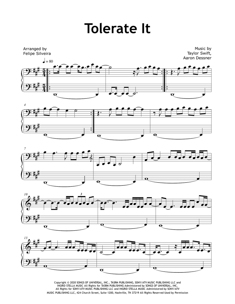 Tolerate It By Taylor Swift Easy Piano Digital Sheet Music Sheet Music Plus Tolerate It By Taylor Swift Easy Piano Digital Sheet Music Sheet Music Plus