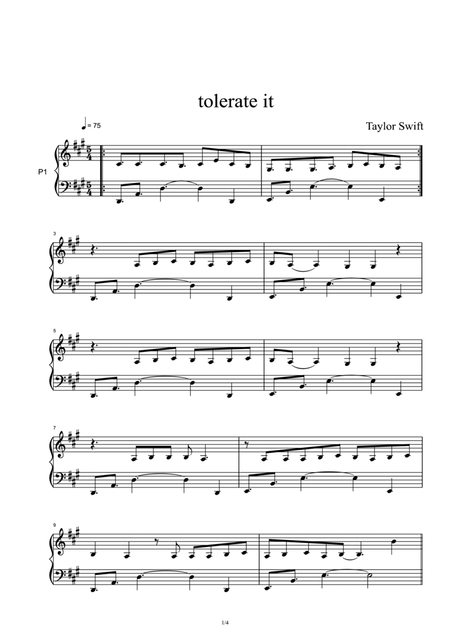 Tolerate It By Taylor Swift Piano Solo Digital Sheet Music Sheet Music Plus Tolerate It By Taylor Swift Piano Solo Digital Sheet Music Sheet Music Plus
