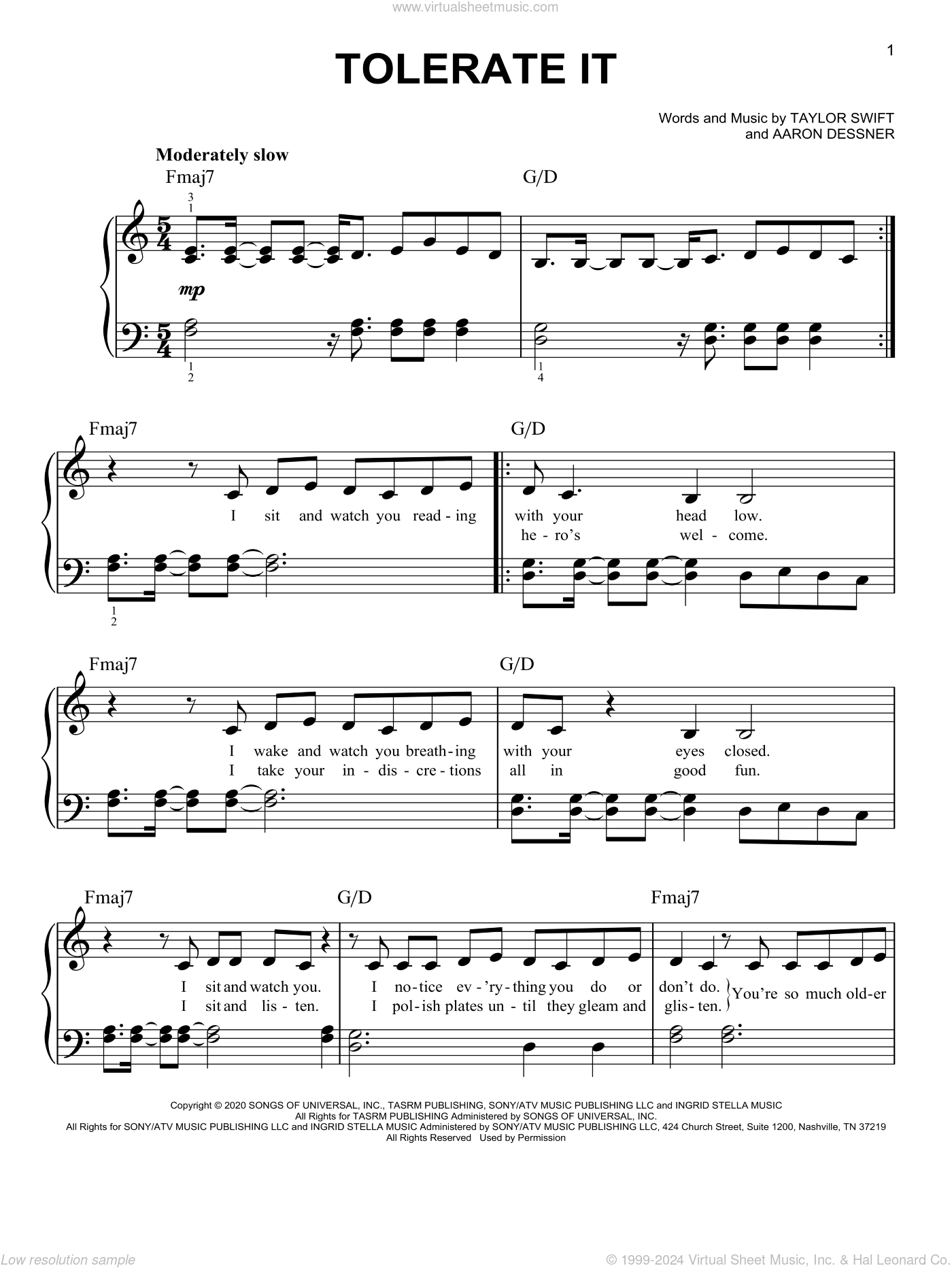 Tolerate It Sheet Music For Piano Solo PDF interactive Tolerate It Sheet Music For Piano Solo PDF interactive
