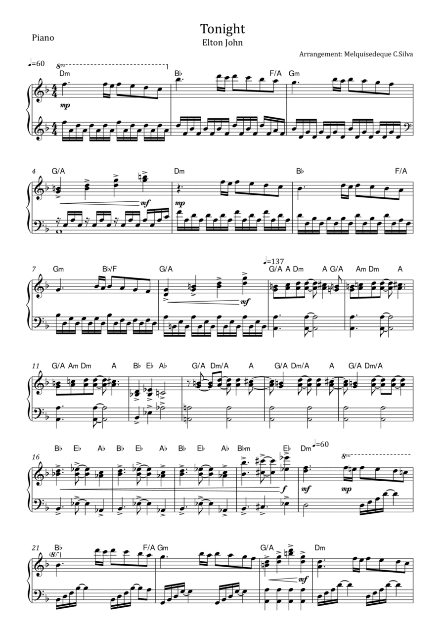 Tonight By Elton John Piano Solo Digital Sheet Music Sheet Music Plus Tonight By Elton John Piano Solo Digital Sheet Music Sheet Music Plus