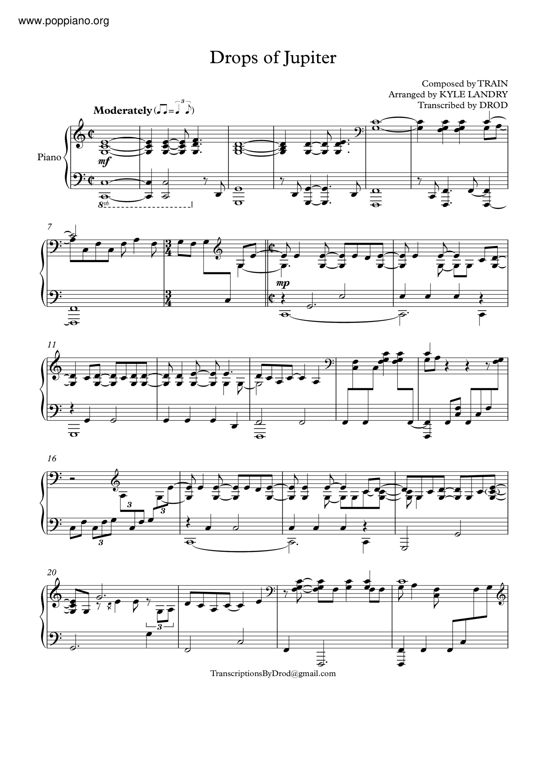 Train Drops Of Jupiter Sheet Music Pdf Free Score Download Train Drops Of Jupiter Sheet Music Pdf Free Score Download