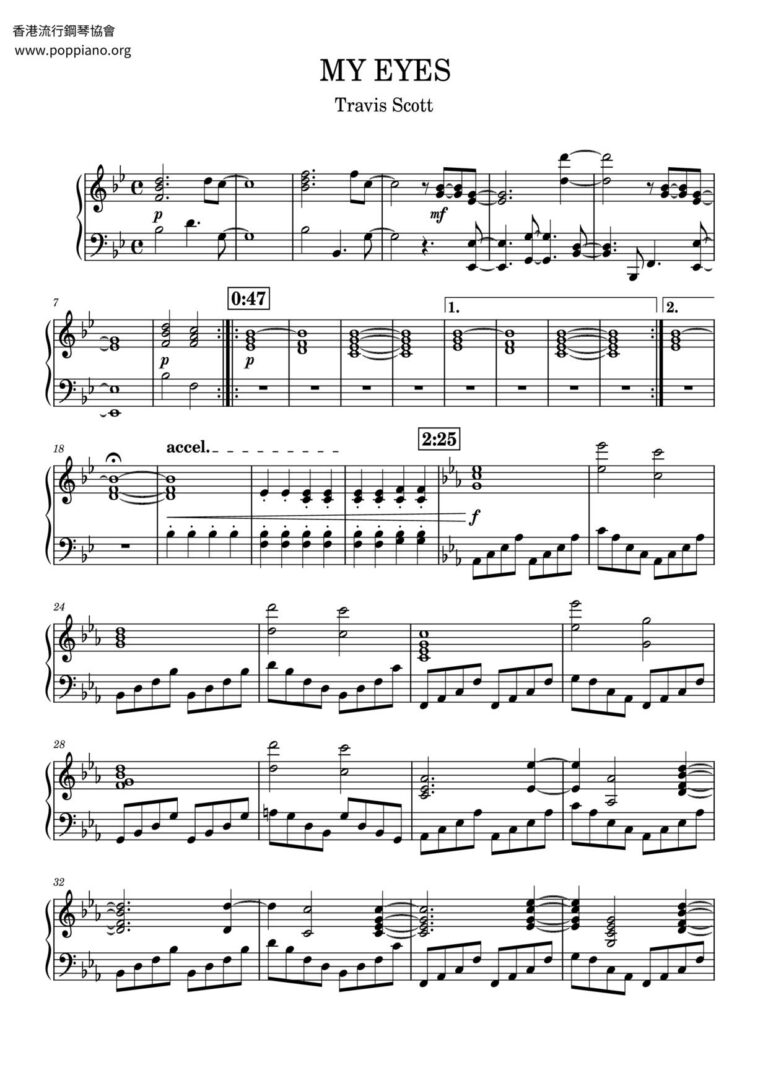  Travis Scott My Eyes Sheet Music Pdf Free Score Download 