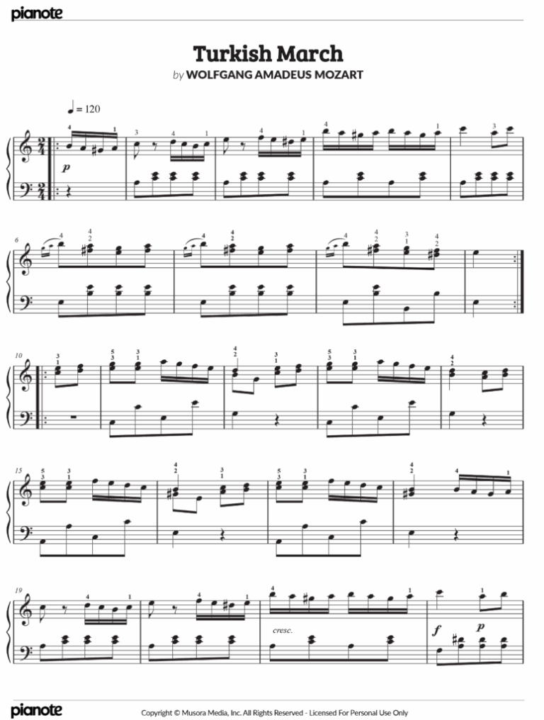 Turkish March Sheet Music Tutorial Pianote