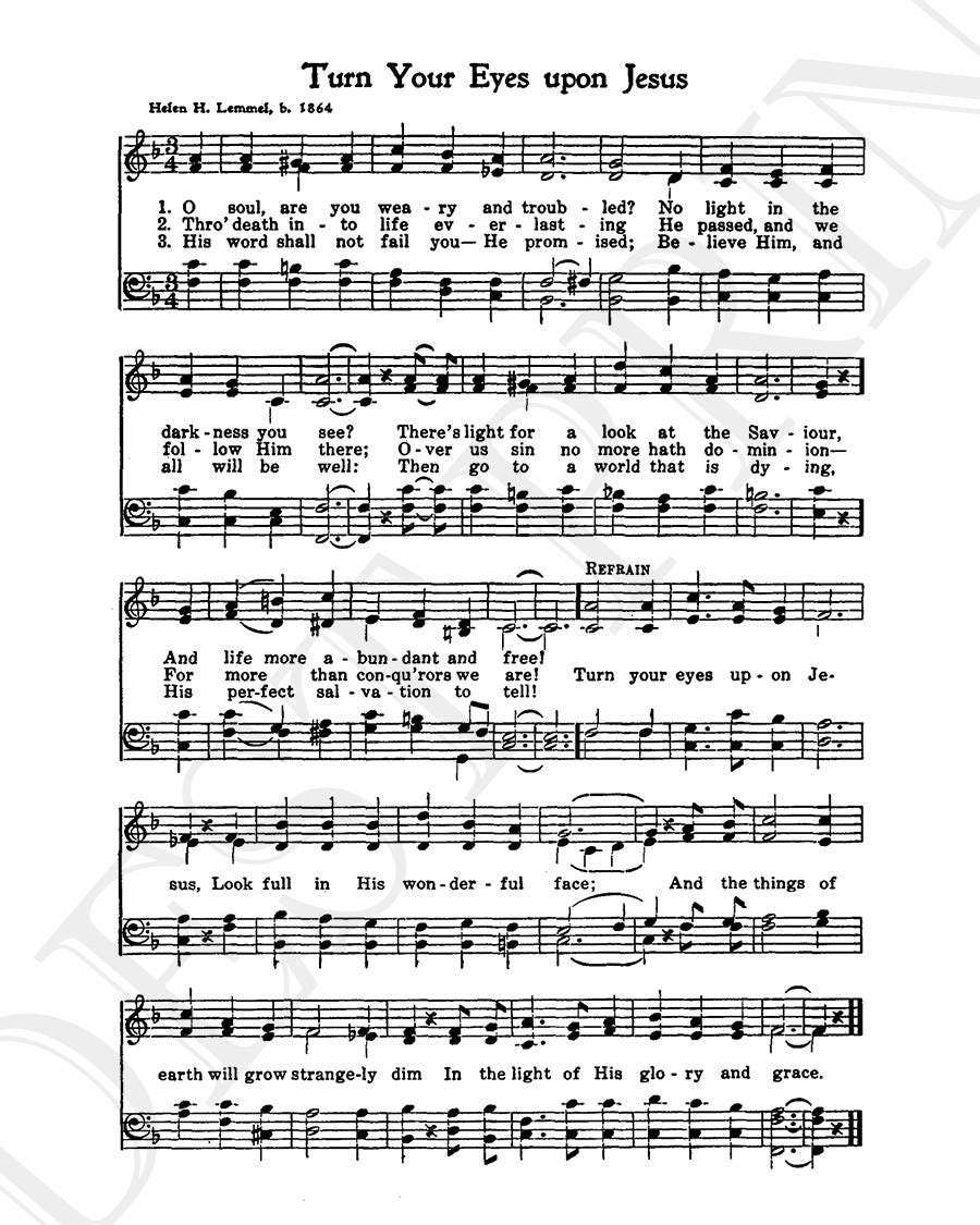Turn Your Eyes Upon Jesus Hymn Lyrics Sheet Music Art Hymn Art Hymnal Sheet Home Decor Music Sheet Instant Download HYMN 055 Etsy