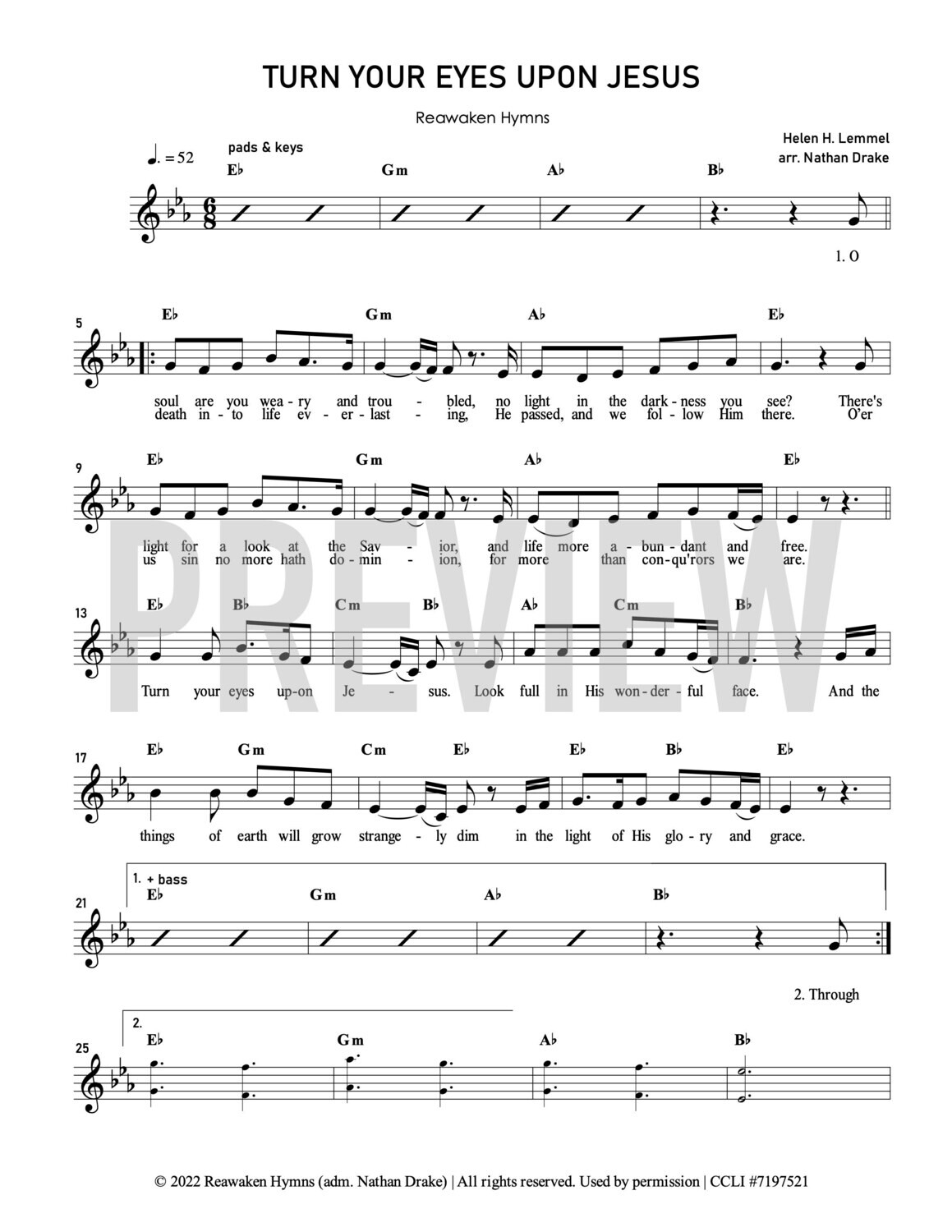 Turn Your Eyes Upon Jesus Lead Sheet