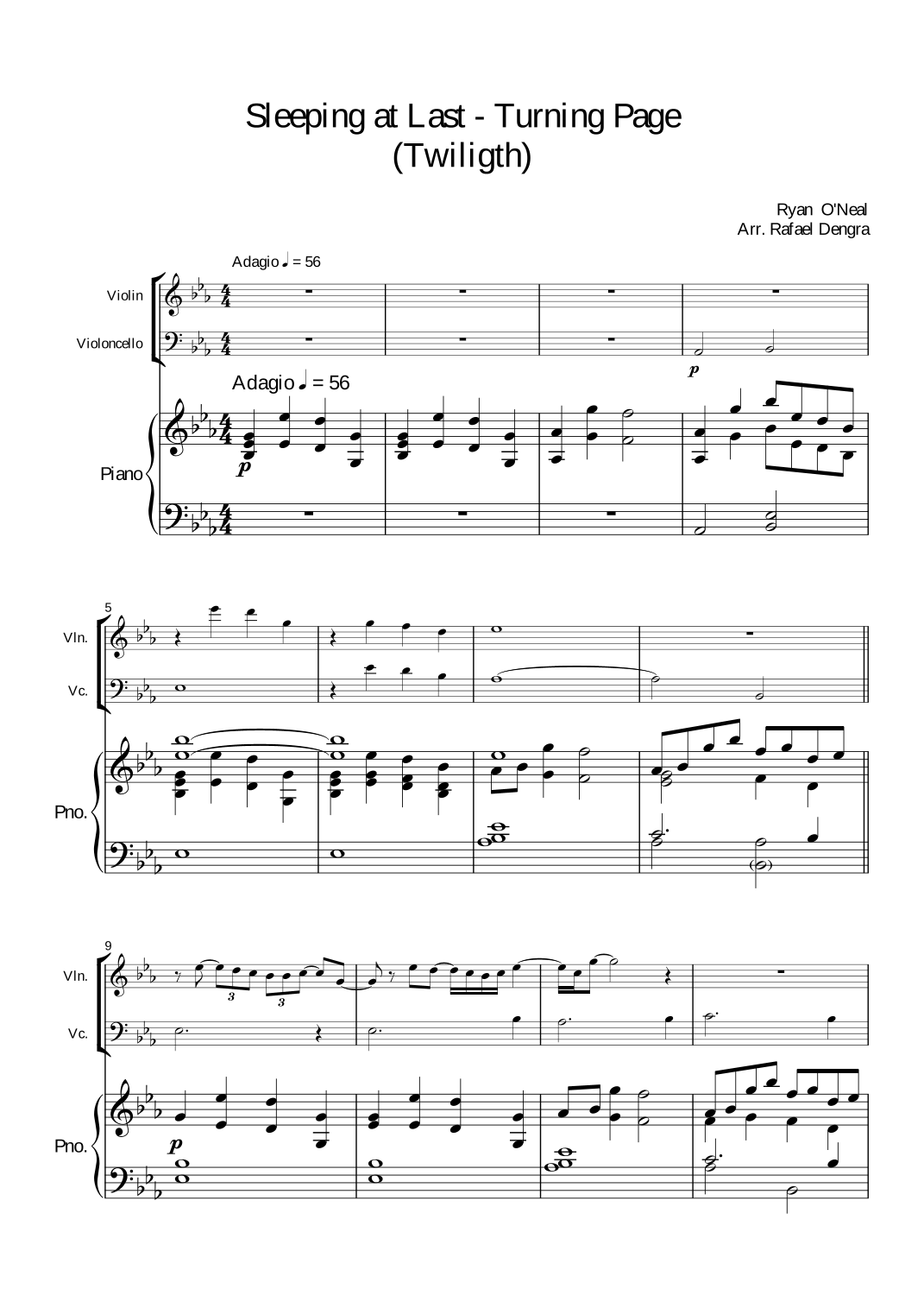 Turning Page arr Rafael Dengra By Sleeping At Last Sheet Music For Instrumental Duet And Piano At Sheet Music Direct Turning Page arr Rafael Dengra By Sleeping At Last Sheet Music For Instrumental Duet And Piano At Sheet Music Direct