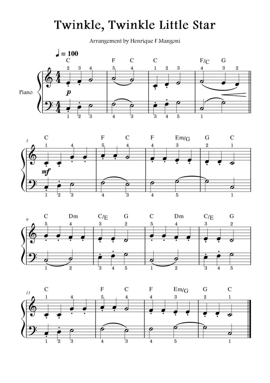 Twinkle Twinkle Little Star Piano Method Easy Piano Digital Sheet Music Sheet Music Plus