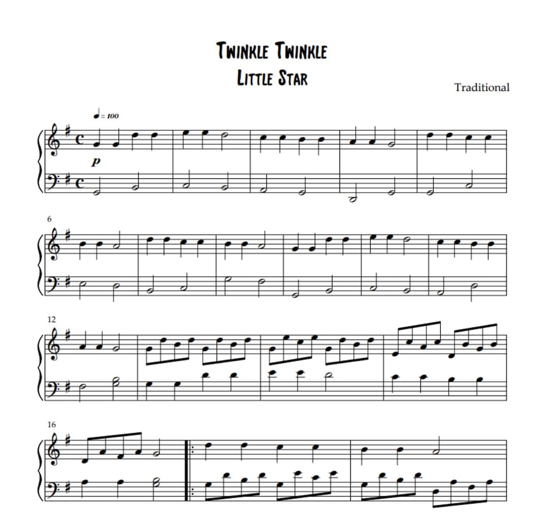 Twinkle Twinkle Little Star Piano Sheet Music digital Download Etsy Israel Twinkle Twinkle Little Star Piano Sheet Music digital Download Etsy Israel
