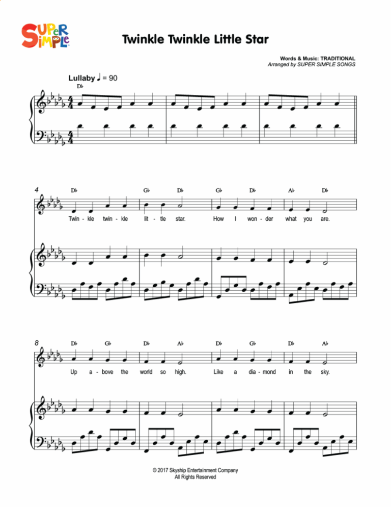 Twinkle Twinkle Little Star Sheet Music Super Simple