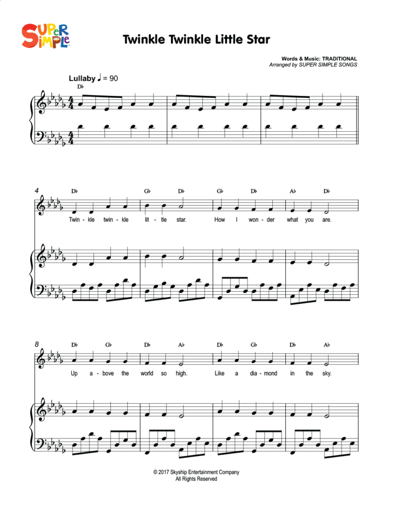 Twinkle Twinkle Little Star Sheet Music Super Simple