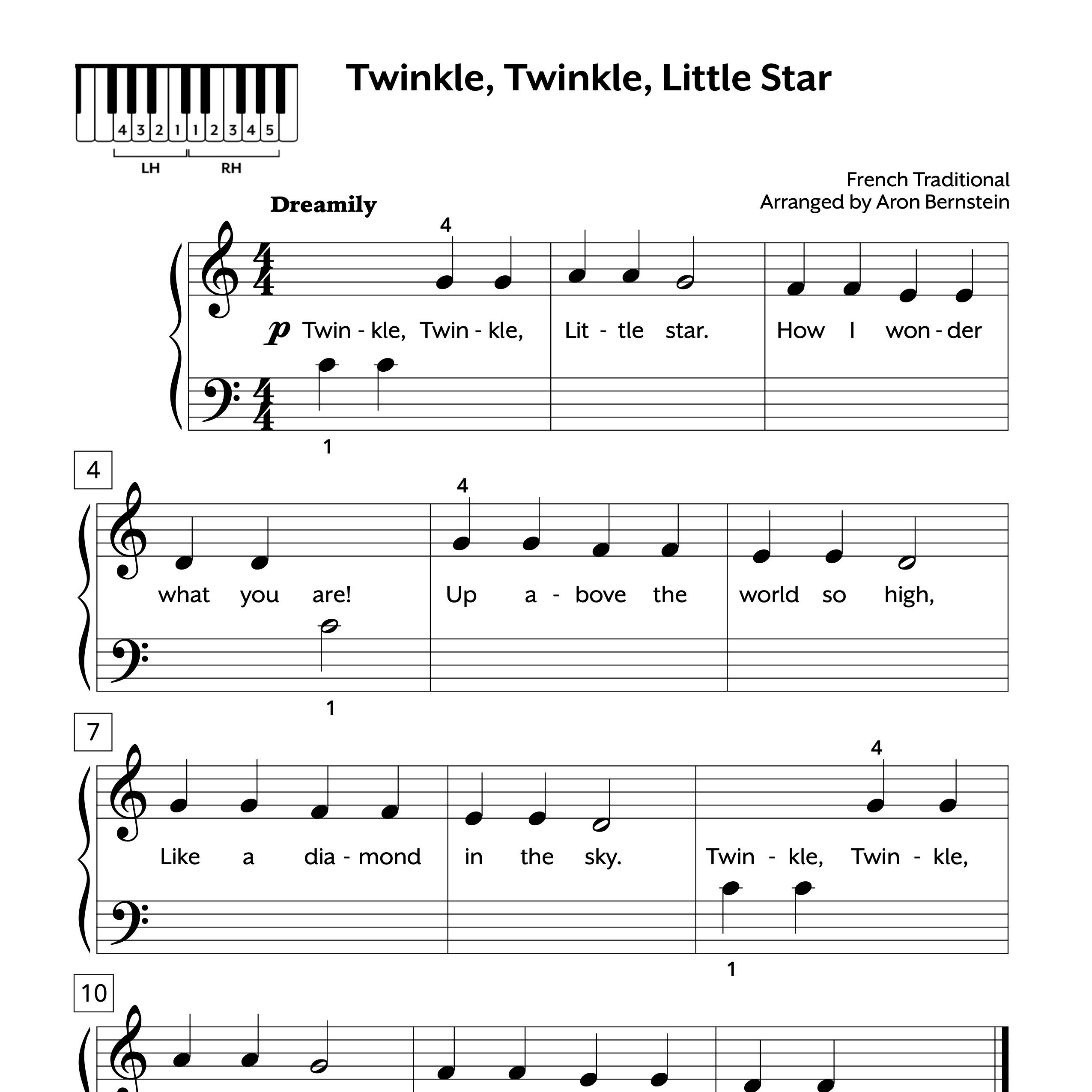 twinkle twinkle sheet music piano