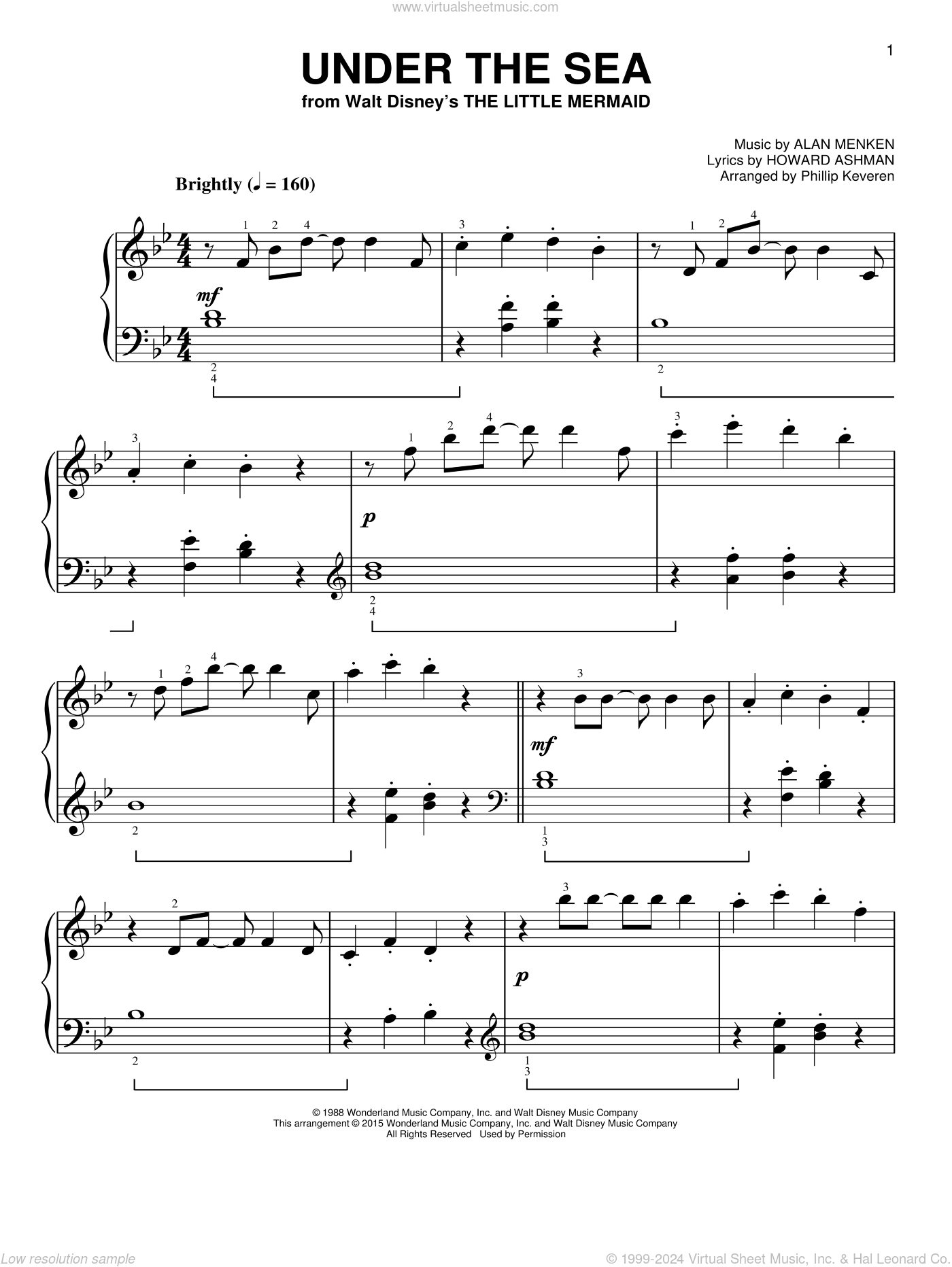 Under The Sea Classical Version from The Little Mermaid arr Phillip Keveren easy Sheet Music For Piano Solo Under The Sea Classical Version from The Little Mermaid arr Phillip Keveren easy Sheet Music For Piano Solo