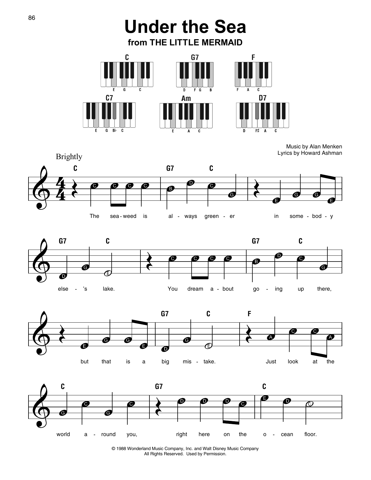 Under The Sea from The Little Mermaid By Howard Ashman Sheet Music For Super Easy Piano At Sheet Music Direct Under The Sea from The Little Mermaid By Howard Ashman Sheet Music For Super Easy Piano At Sheet Music Direct