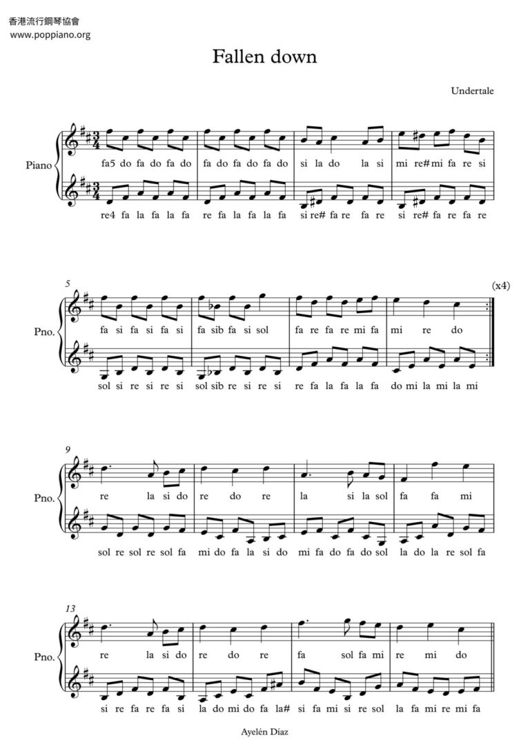  Undertale Fallen Down Sheet Music Pdf Free Score Download 