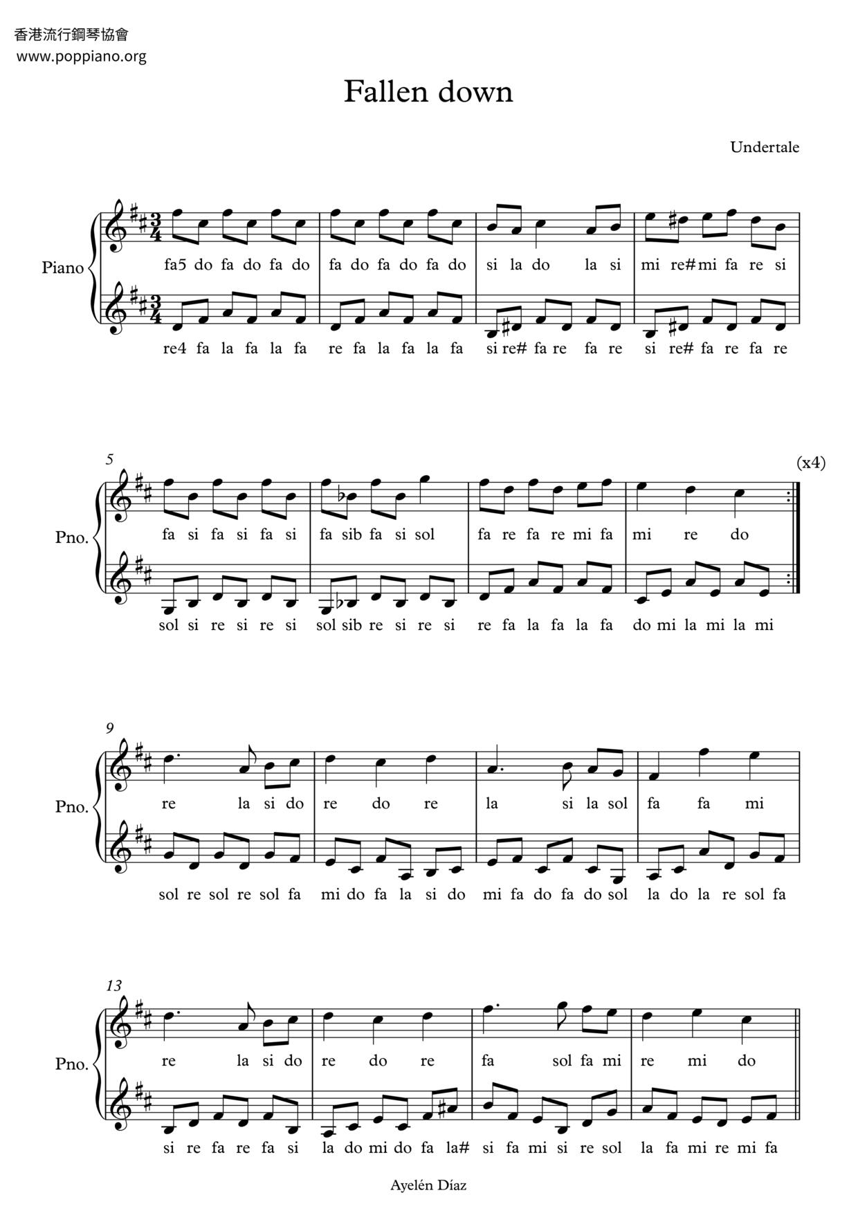  Undertale Fallen Down Sheet Music Pdf Free Score Download 