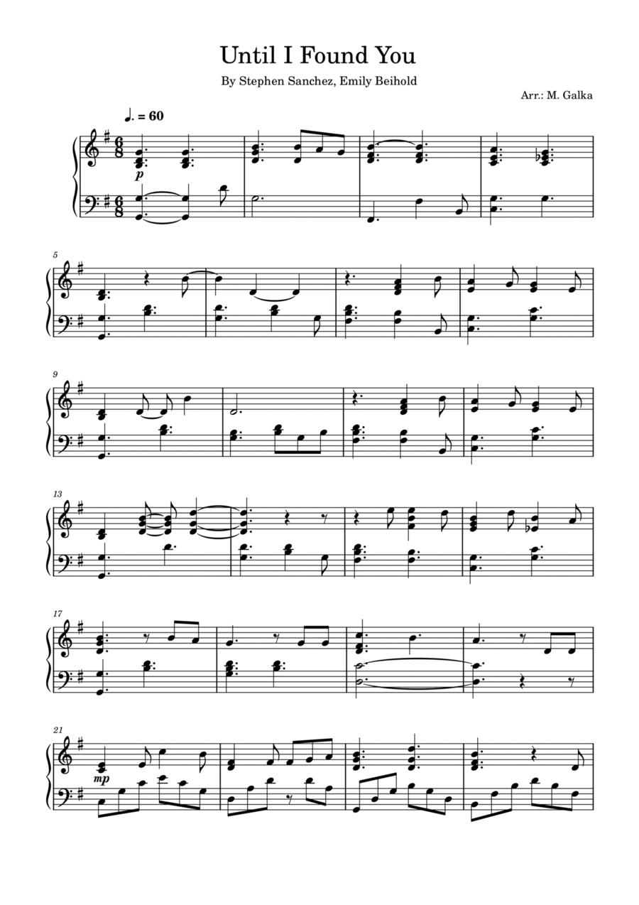 until i found you piano sheet music