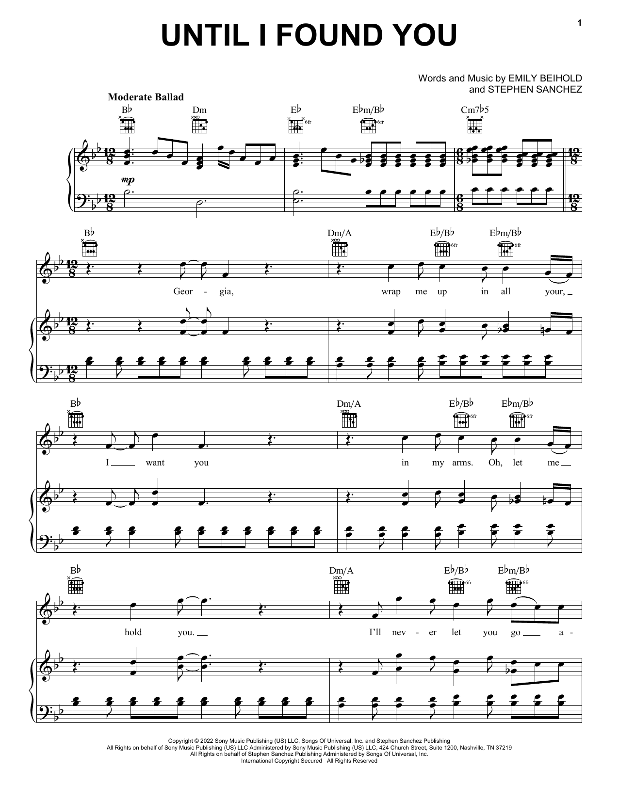Until I Found You Sheet Music By Stephen Sanchez For Piano Keyboard And Voice Noteflight
