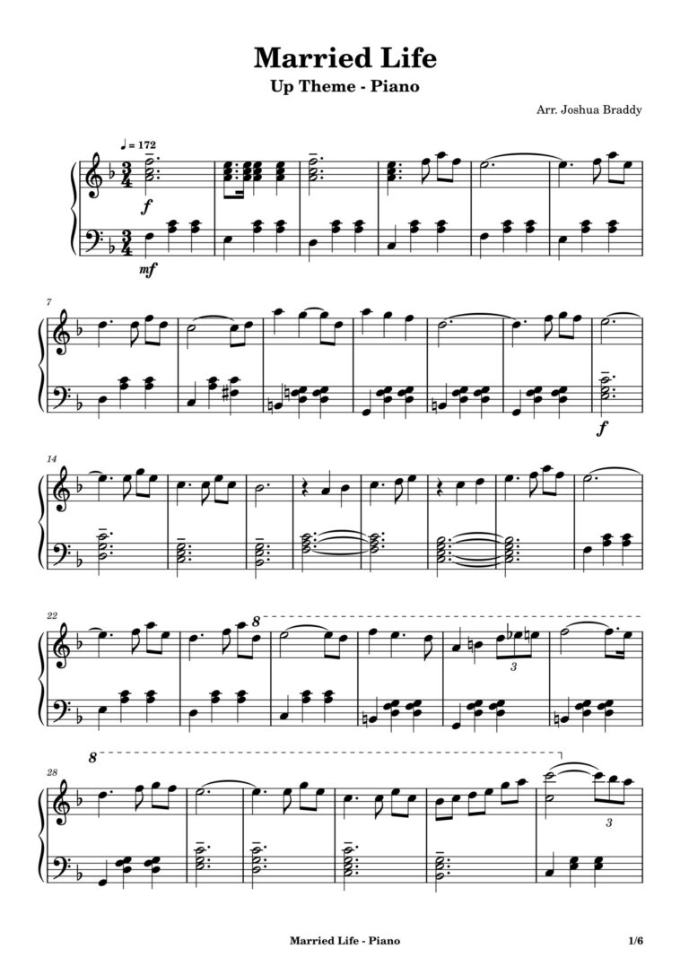 Up Movie Married Life Piano Sheet Music Download ESheetMusics
