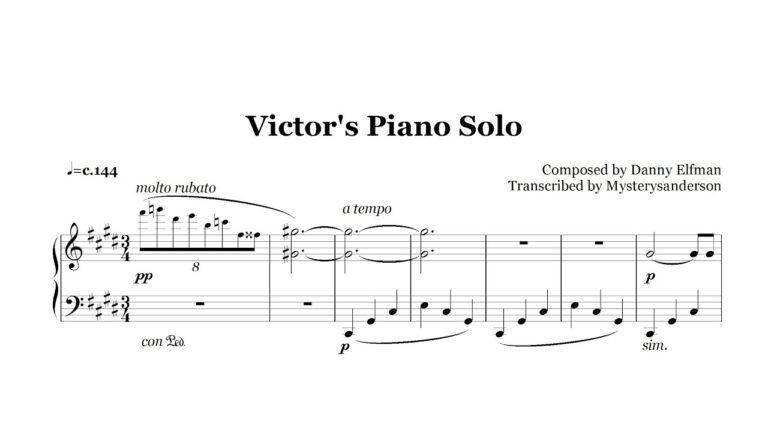 Victor s Piano Solo Sheet Music The Corpse Bride YouTube