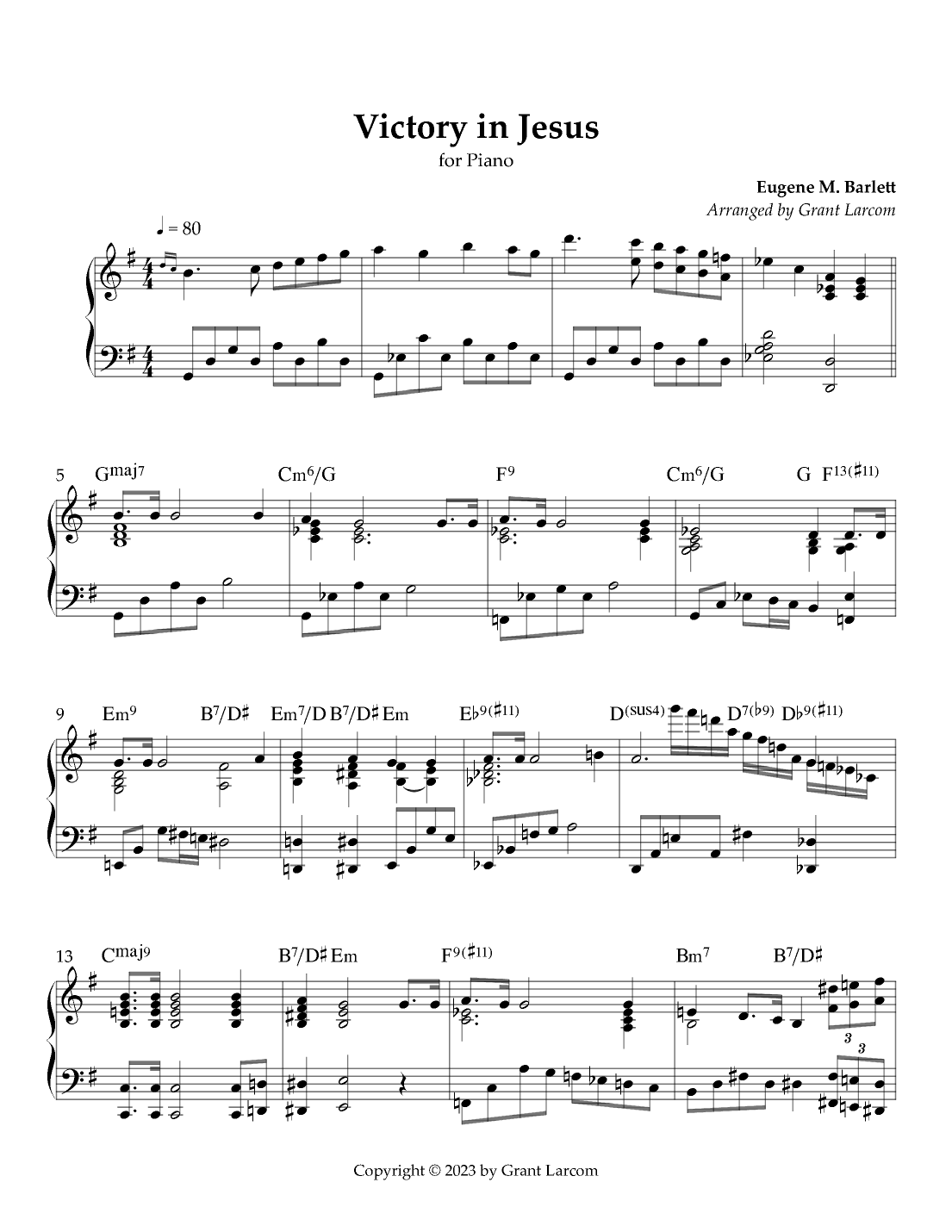 Victory In Jesus arr Grant Larcom By Eugene M Barlett Sheet Music For Piano Solo At Sheet Music Direct