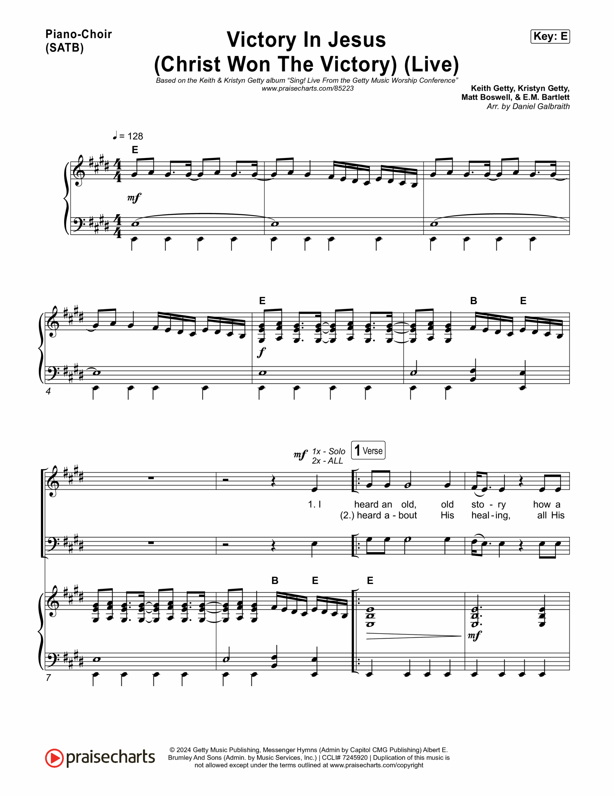 victory in jesus piano sheet music
