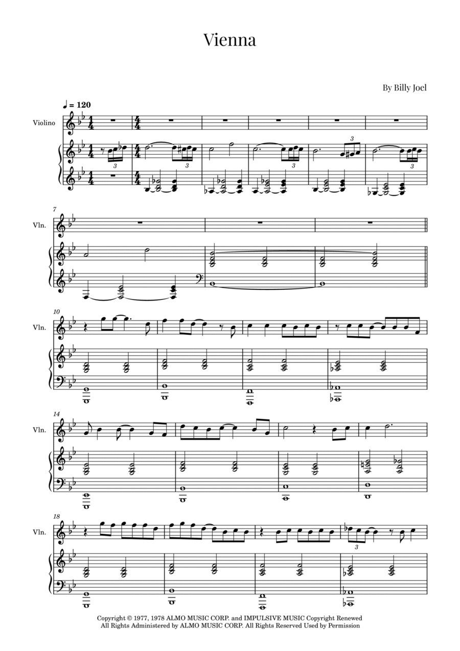 Vienna By Billy Joel Piano Violin Solo Digital Sheet Music Sheet Music Plus Vienna By Billy Joel Piano Violin Solo Digital Sheet Music Sheet Music Plus