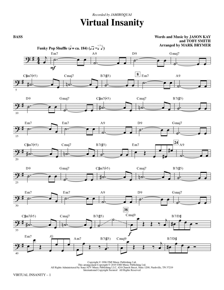 virtual insanity piano sheet music