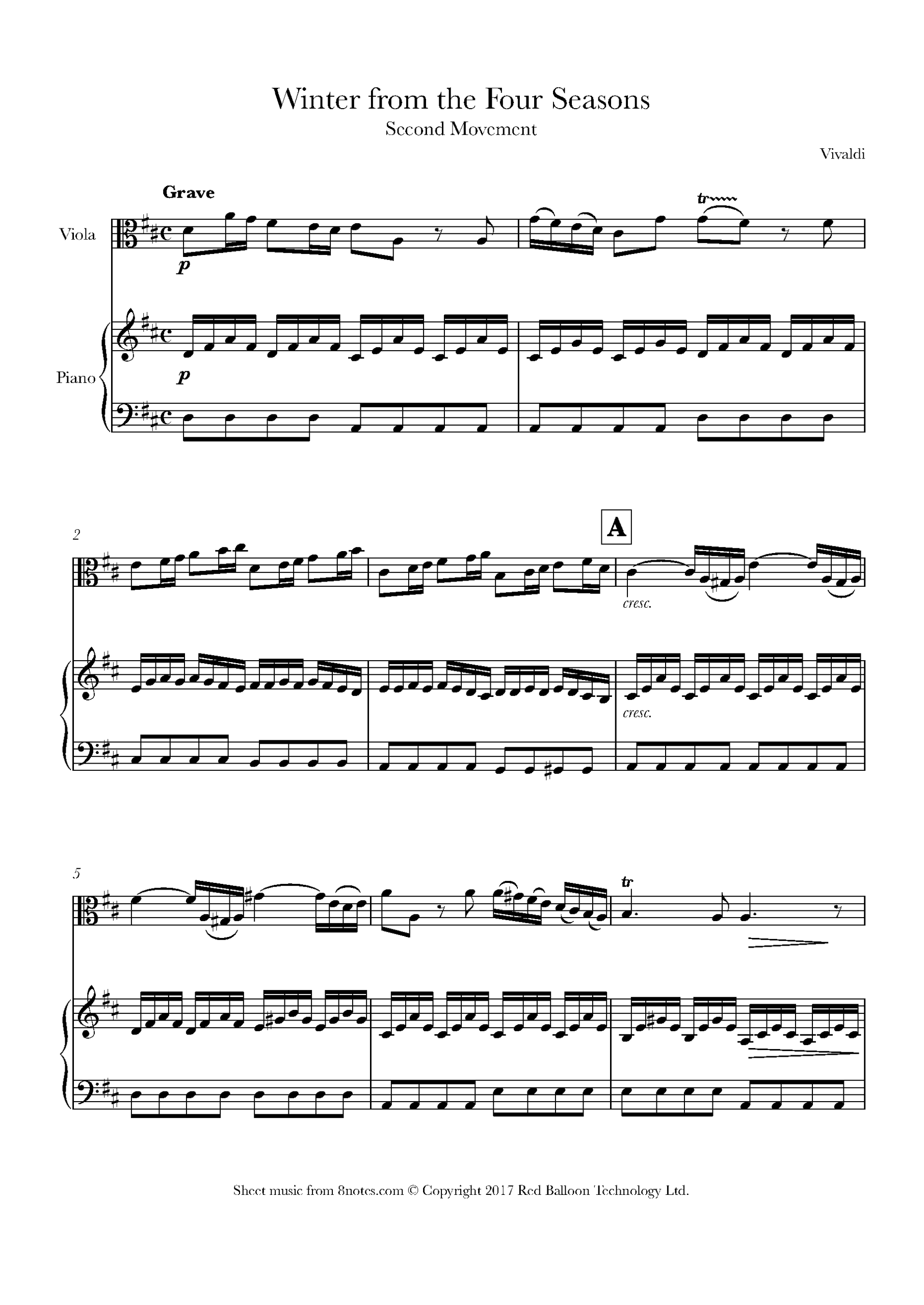 vivaldi winter piano sheet music