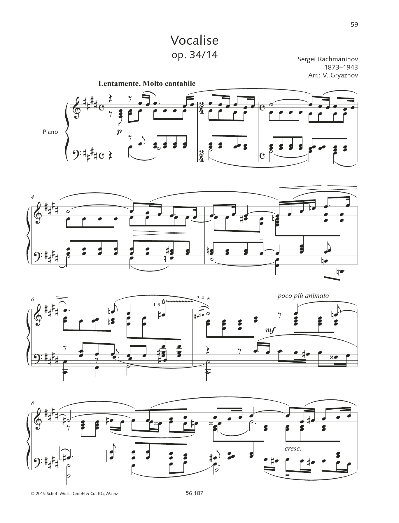 rachmaninoff piano sheet music