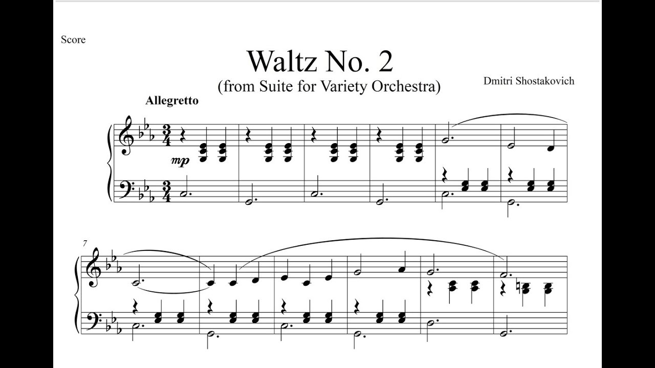 Waltz No 2 Dmitri Shostakovich Piano With Sheet YouTube