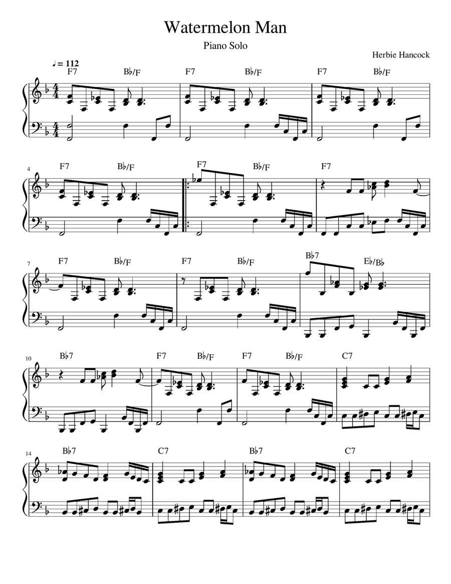Watermelon Man By Herbie Hancock Piano Solo Digital Sheet Music Sheet Music Plus