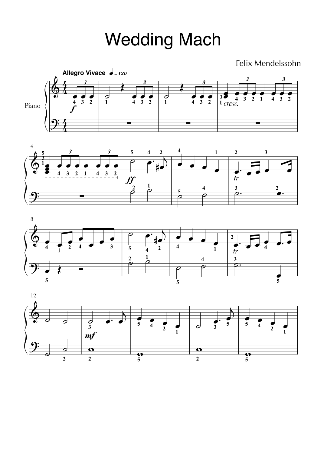 Wedding March arr Glauco Fernandes By Felix Mendelssohn Sheet Music For Easy Piano At Sheet Music Direct Wedding March arr Glauco Fernandes By Felix Mendelssohn Sheet Music For Easy Piano At Sheet Music Direct