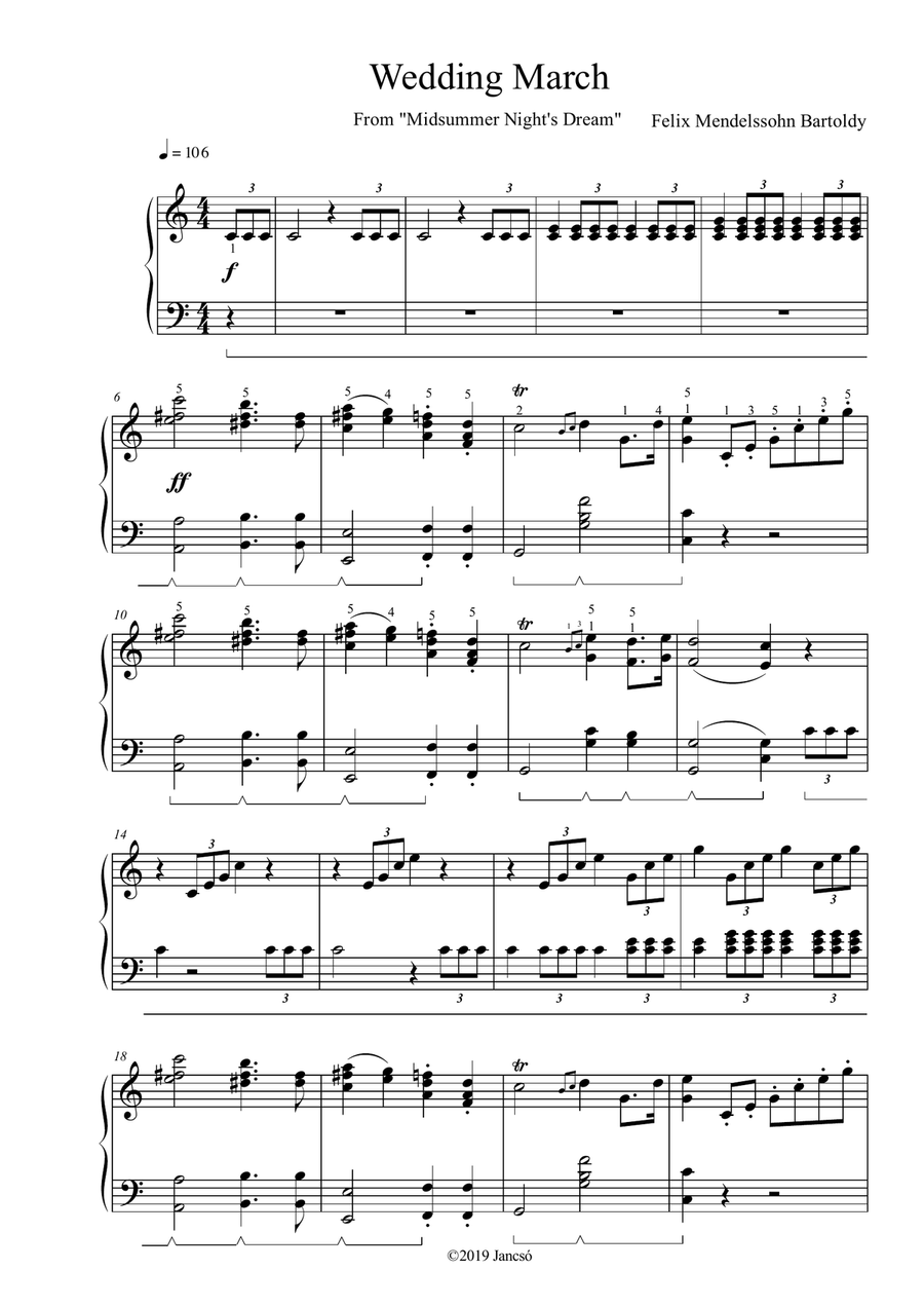 wedding march piano sheet music wedding march piano sheet music