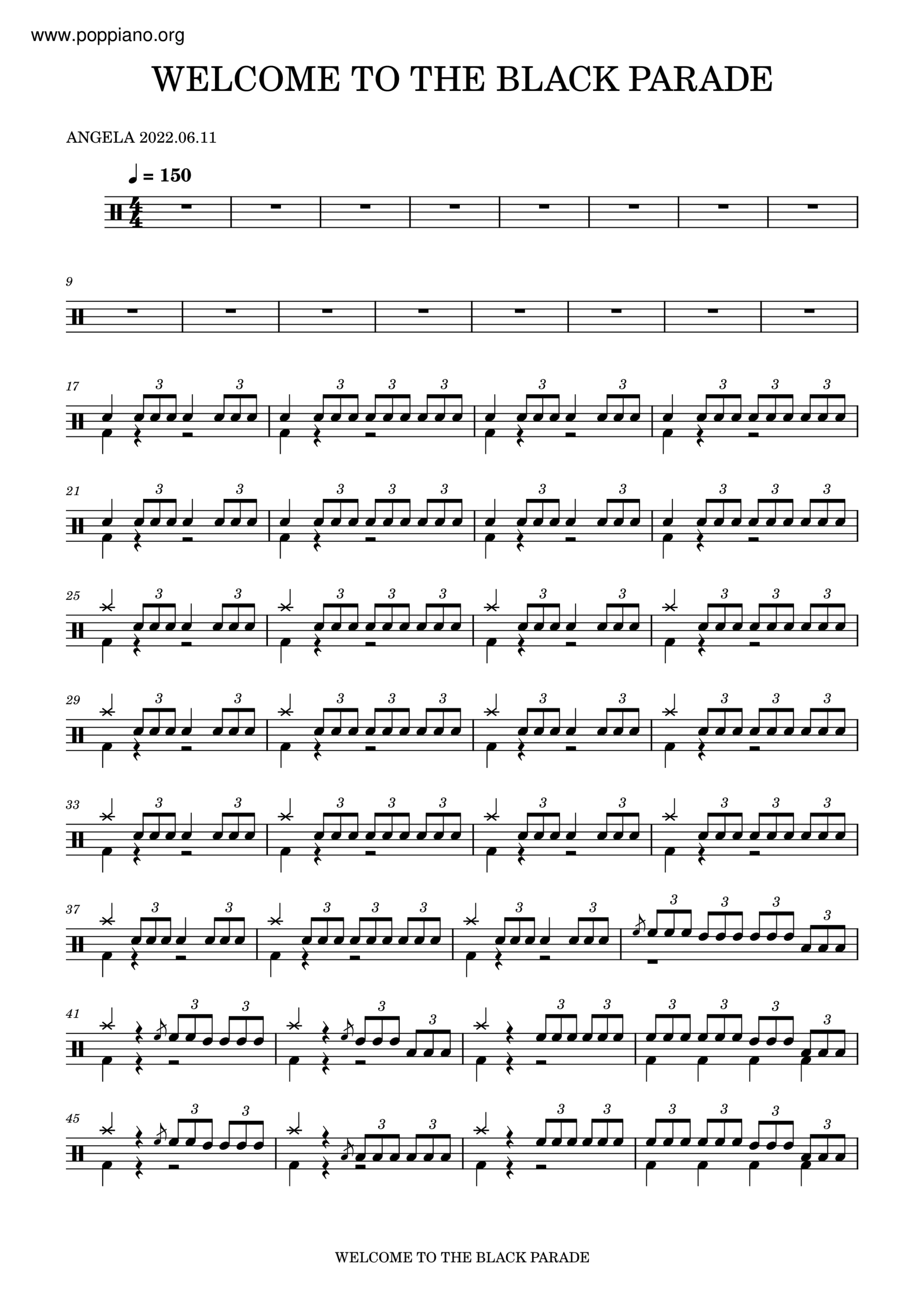  Welcome To The Black Parade Sheet Music Piano Score Free PDF Download HK Pop Piano Academy