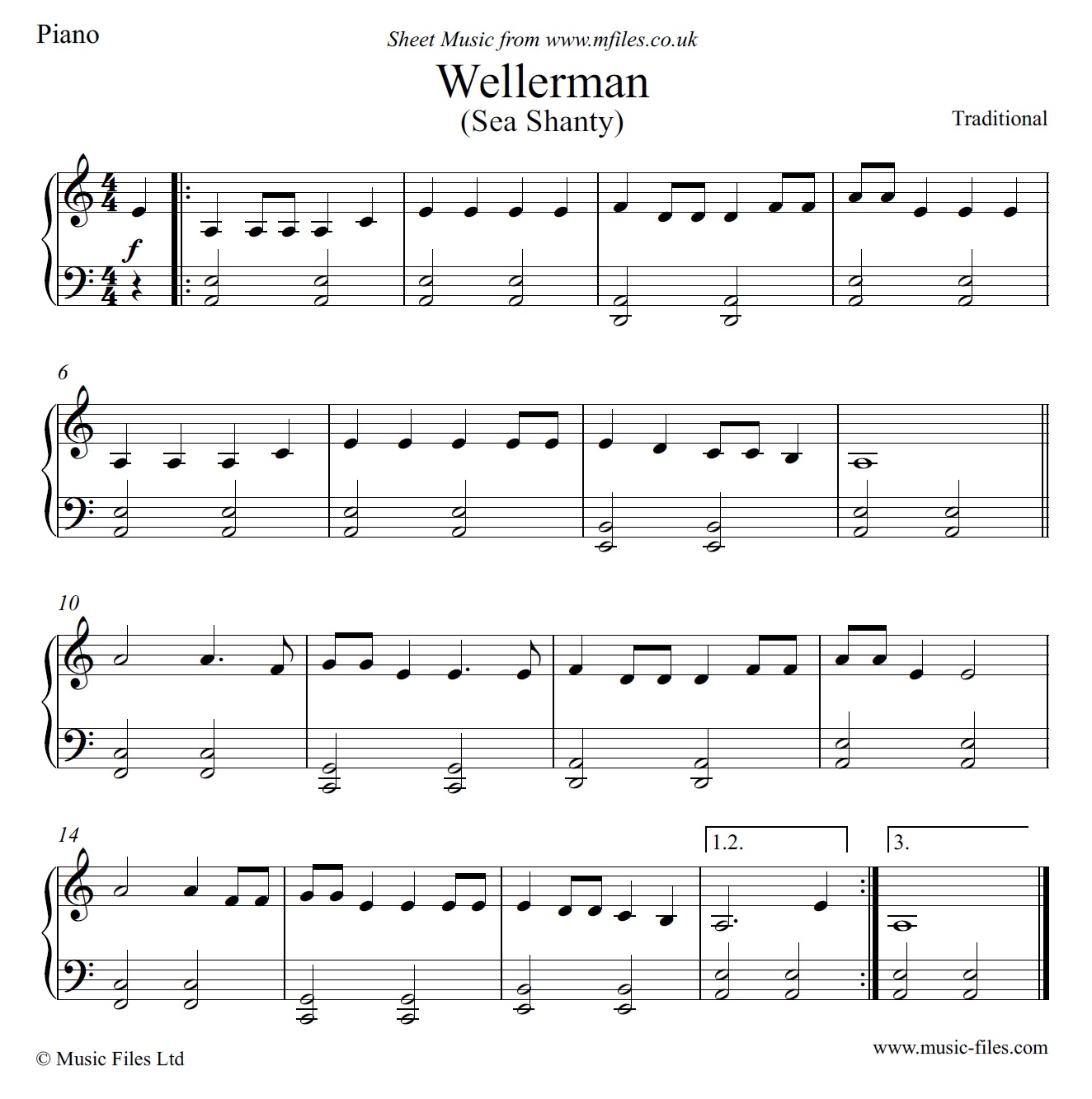 Wellerman A Traditional Sea Shanty For Piano And Other Instruments Sheet Music Audio Files