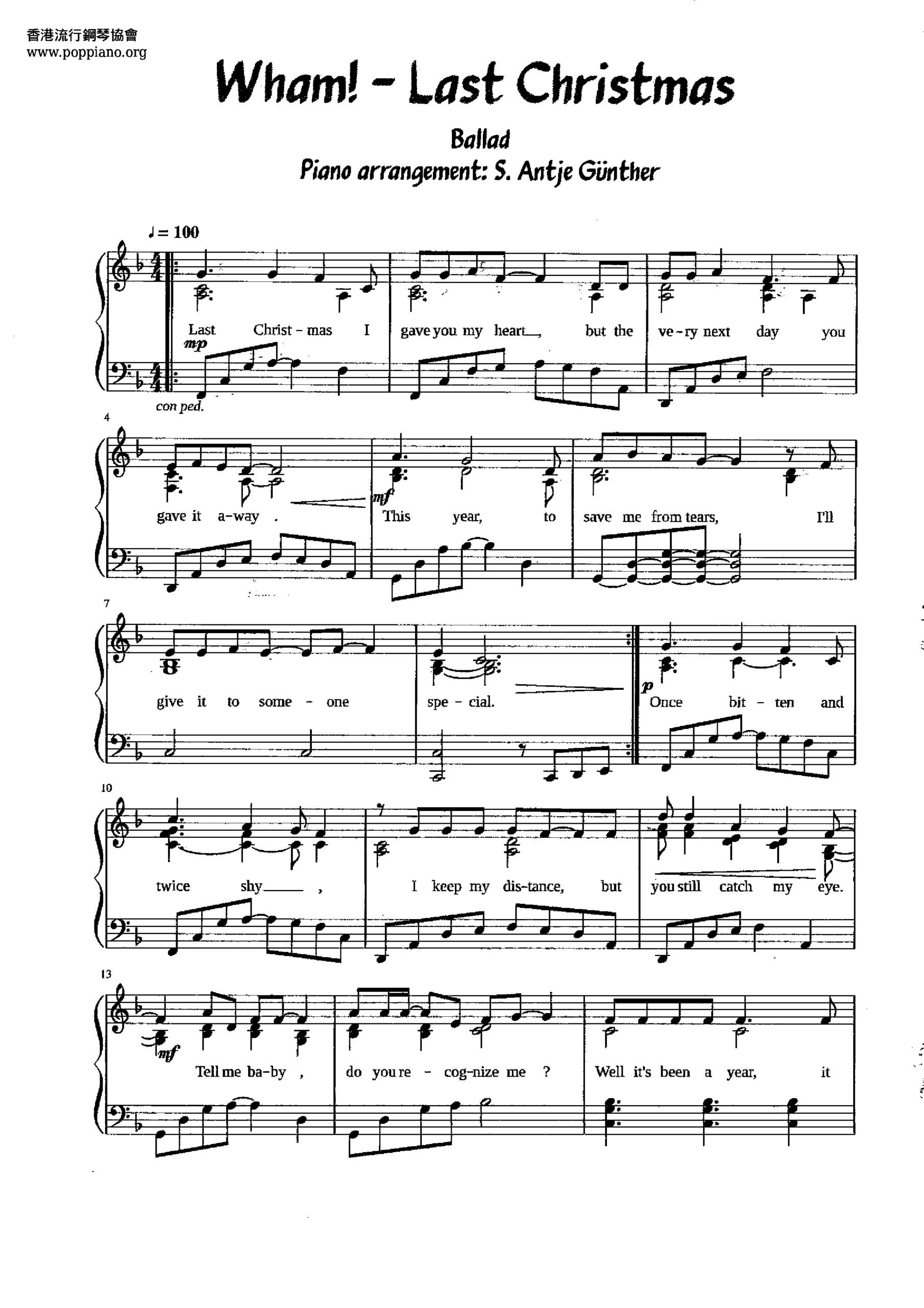 Wham Last Christmas Sheet Music Pdf Free Score Download Wham Last Christmas Sheet Music Pdf Free Score Download