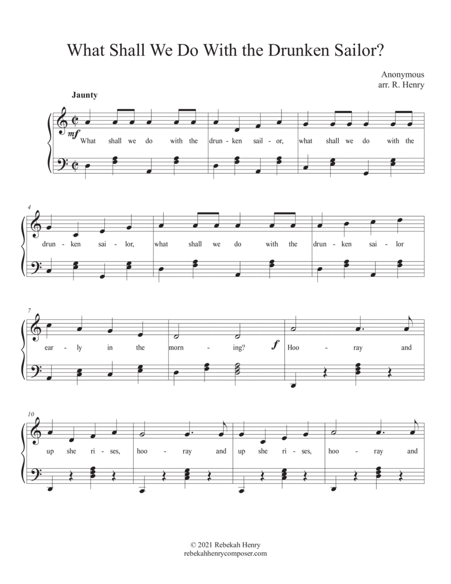 What Shall We Do With The Drunken Sailor intermediate Piano Or Classroom Accompaniment Piano Solo Digital Sheet Music Sheet Music Plus