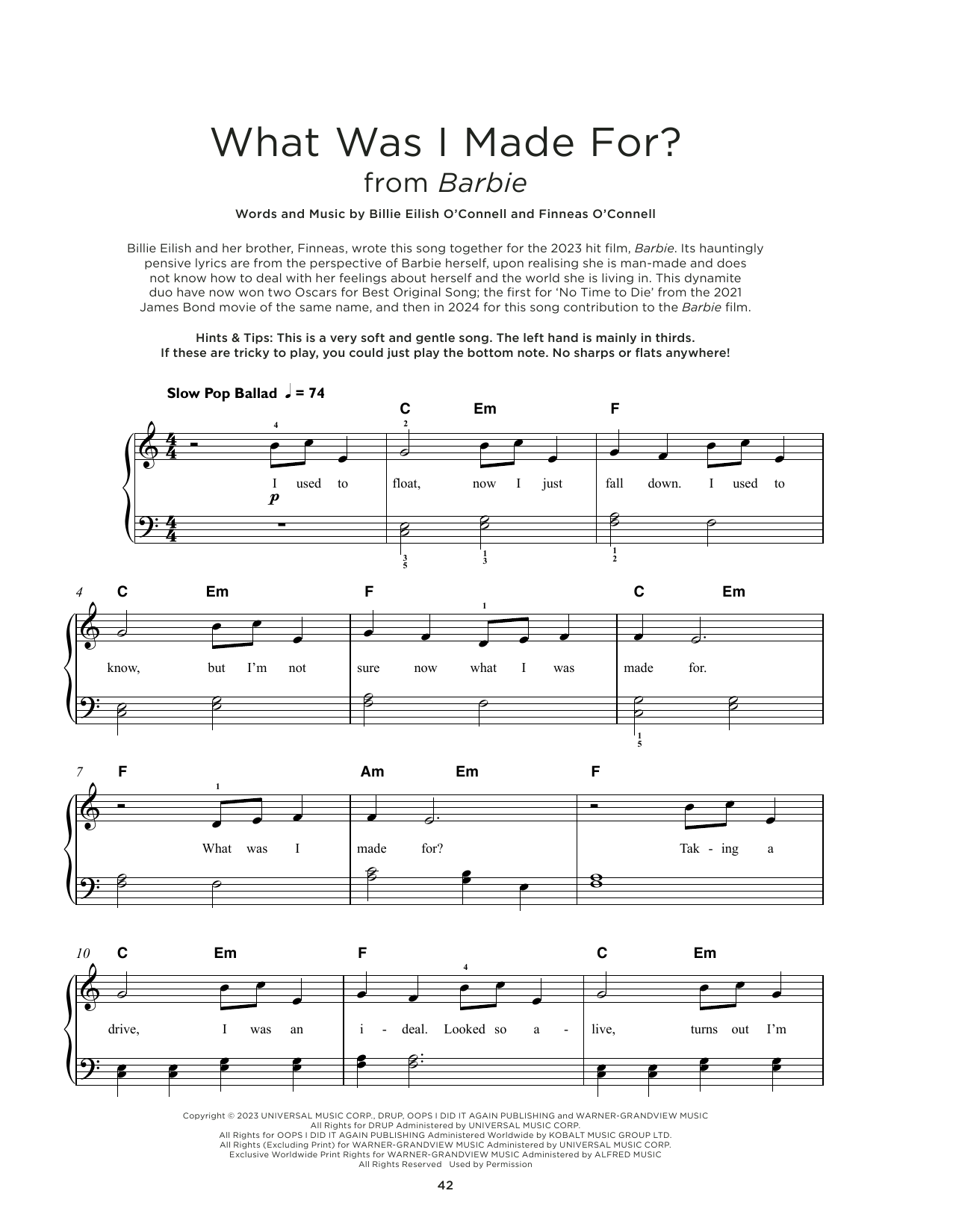 what was i made for piano sheet music what was i made for piano sheet music