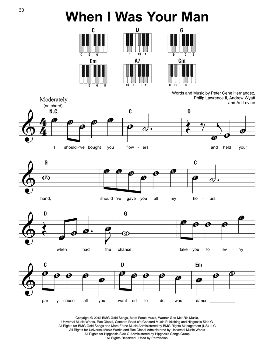 when i was your man piano sheet music when i was your man piano sheet music