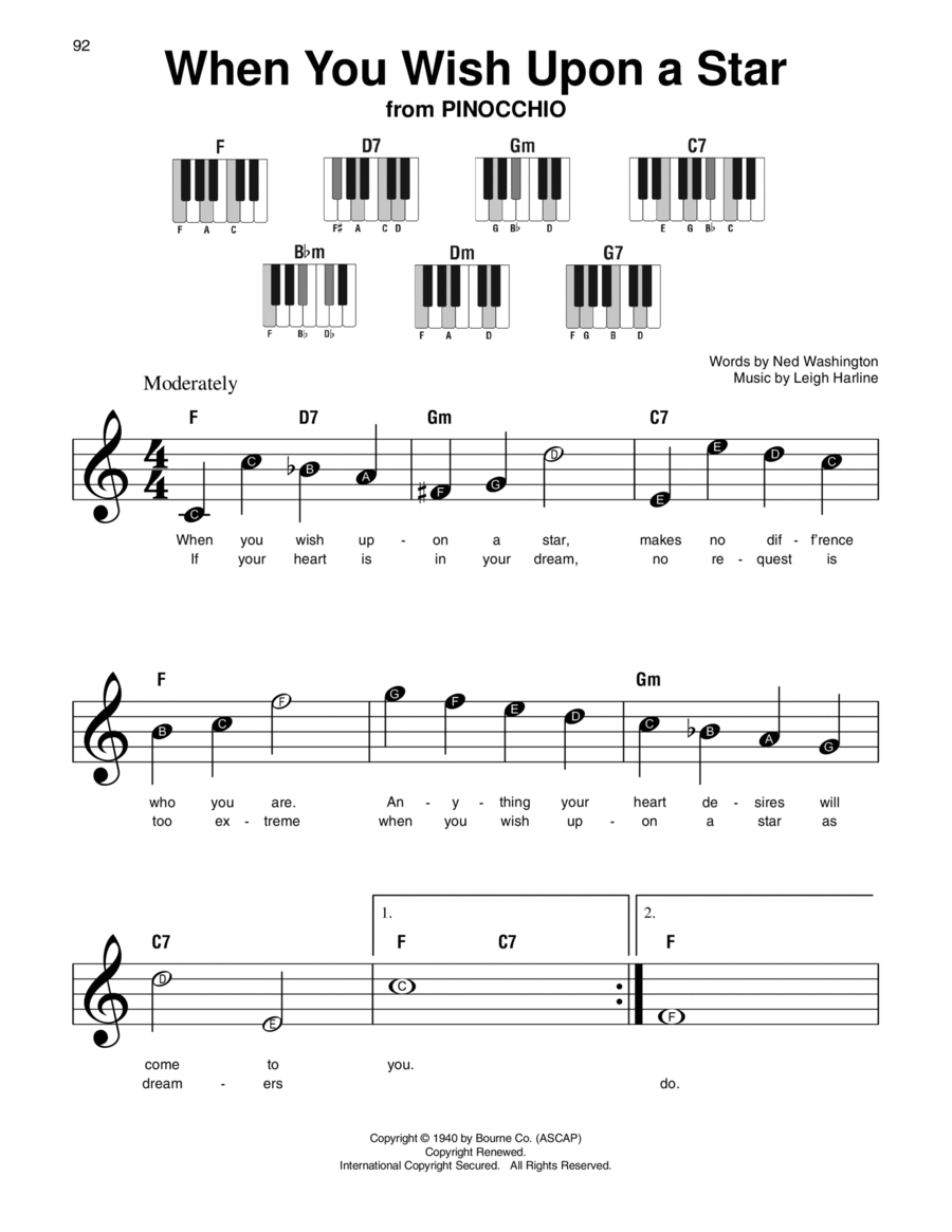 When You Wish Upon A Star from Pinocchio Easy Piano Digital Sheet Music Sheet Music Plus