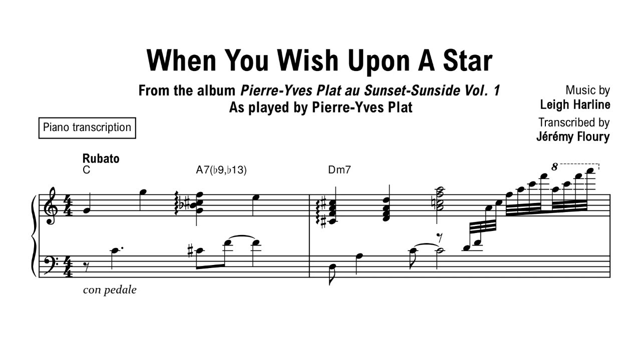 When You Wish Upon A Star Sheet Music Piano Solo Version YouTube