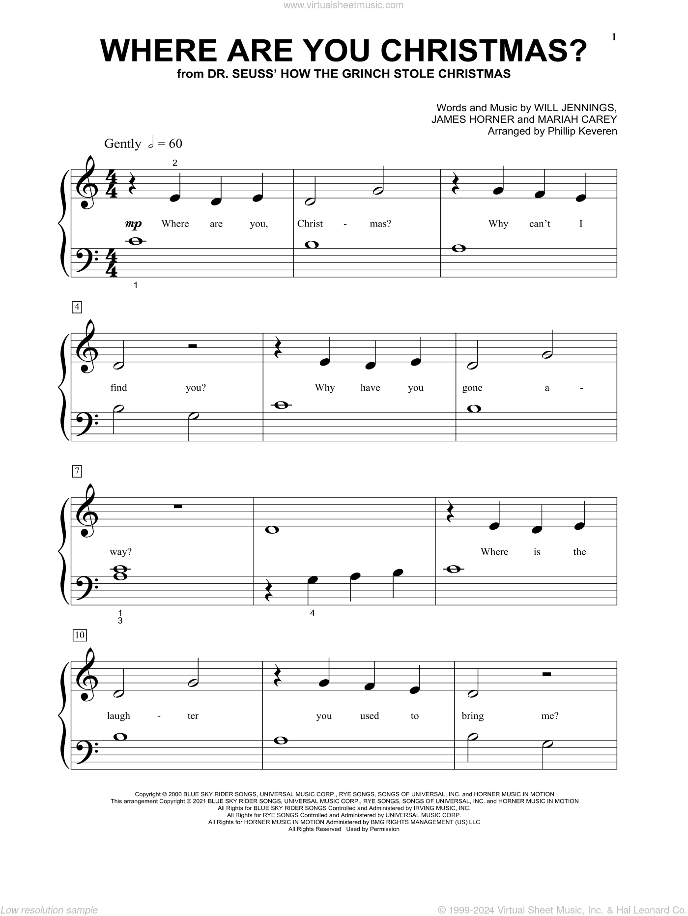Where Are You Christmas from How The Grinch Stole Christmas arr Phillip Keveren Sheet Music For Piano Solo