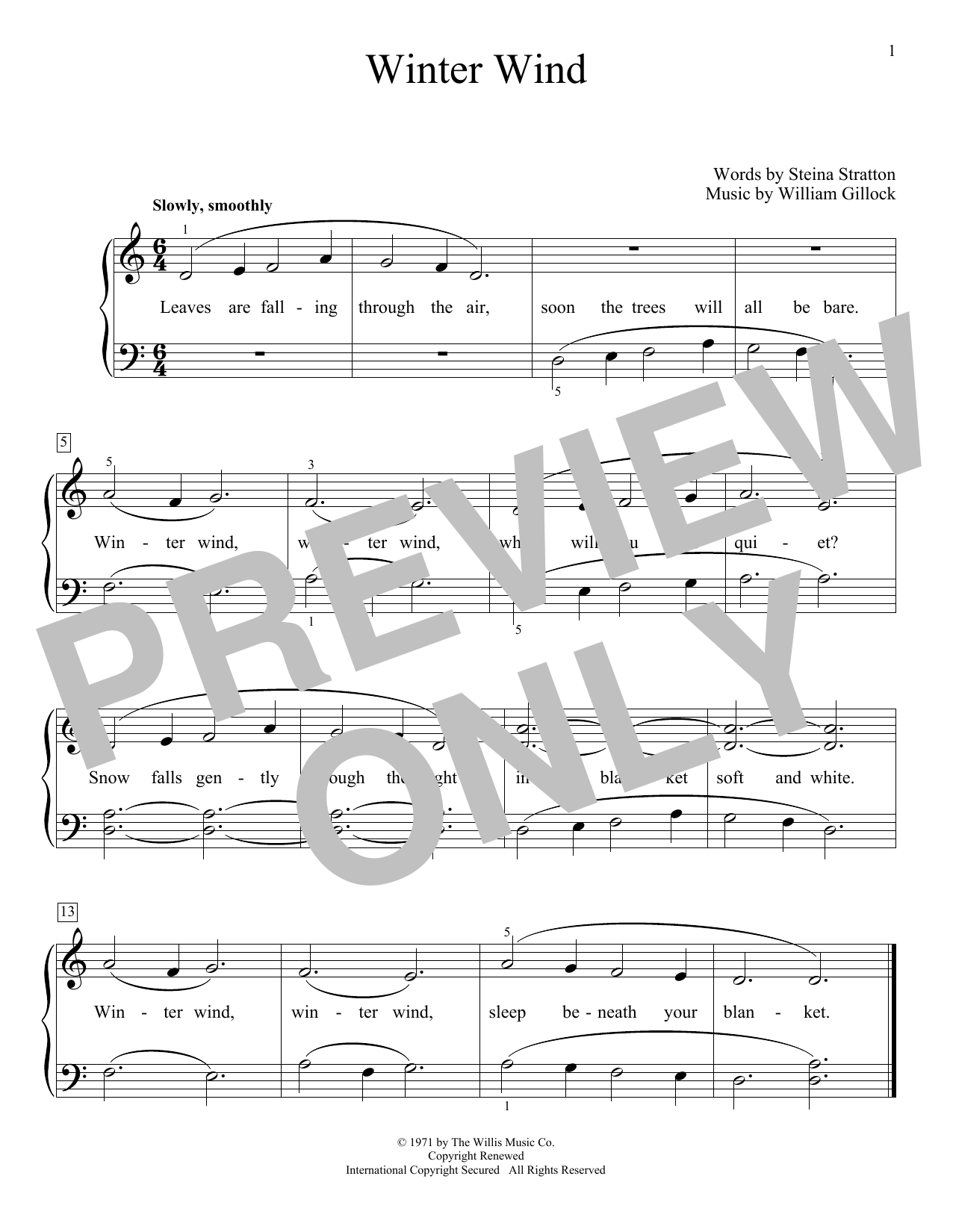 Winter Wind By William Gillock Sheet Music For Educational Piano At Sheet Music Direct